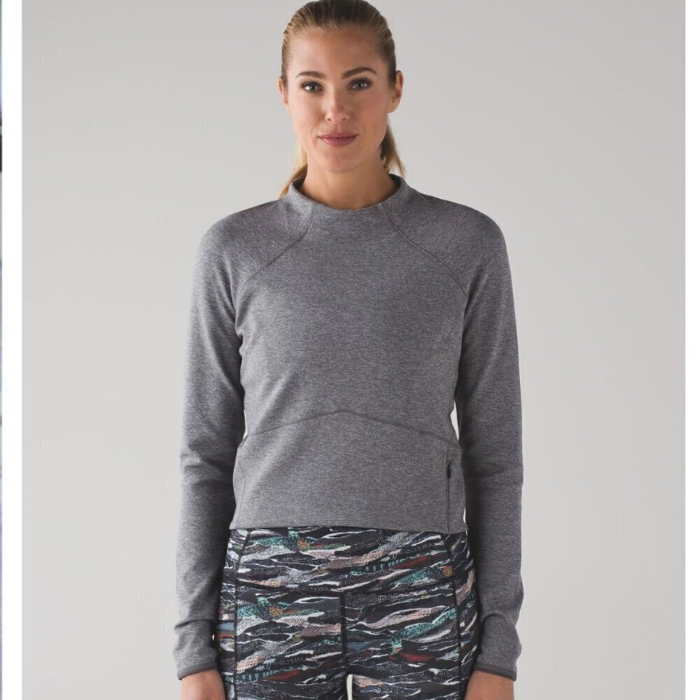 Lululemon Hill And‎ Valley Mock Neck Heathered Slate size 4 W3AGHS